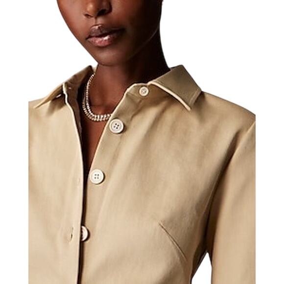 J.Crew Khaki Twill Mini Shirt Dress Size 6 NWT Neutral Preppy Workwear - Picture 4 of 8
